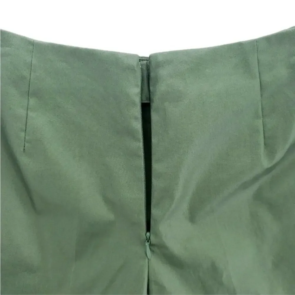 Kate Spade Saturday Green Coated High Waist Zipper Shorts 6 EUC